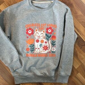 Gray Cat Graphic Women's Sweater